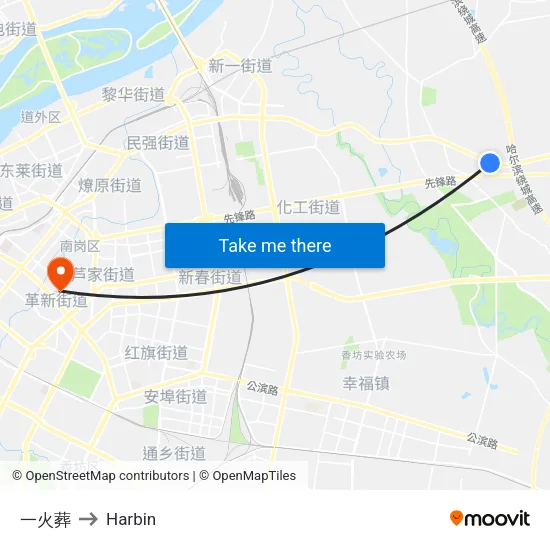 一火葬 to Harbin map