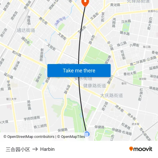 Sanheyuan Complex to Harbin map