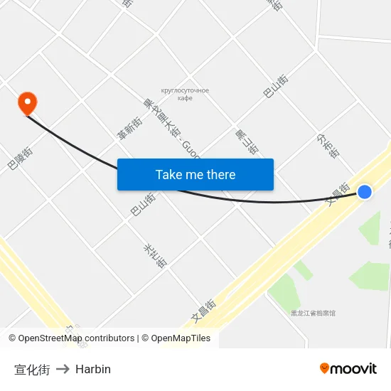 宣化街 to Harbin map