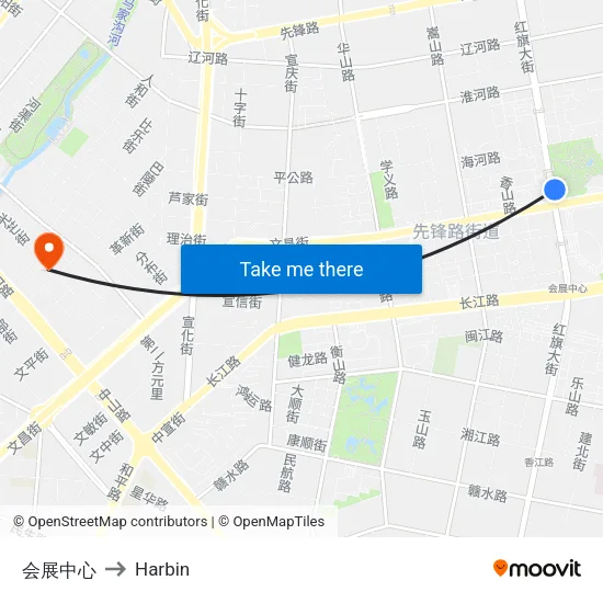 会展中心 to Harbin map
