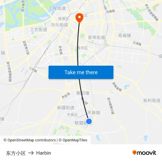 东方小区 to Harbin map