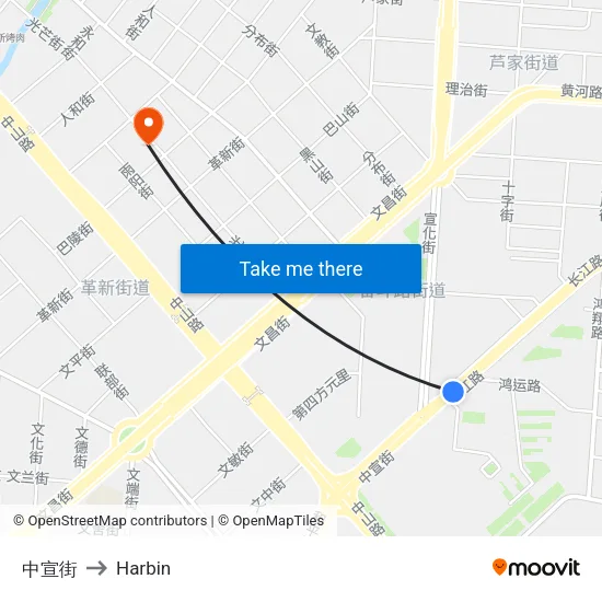 中宣街 to Harbin map