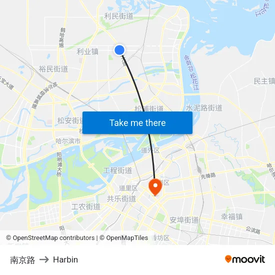 南京路 to Harbin map