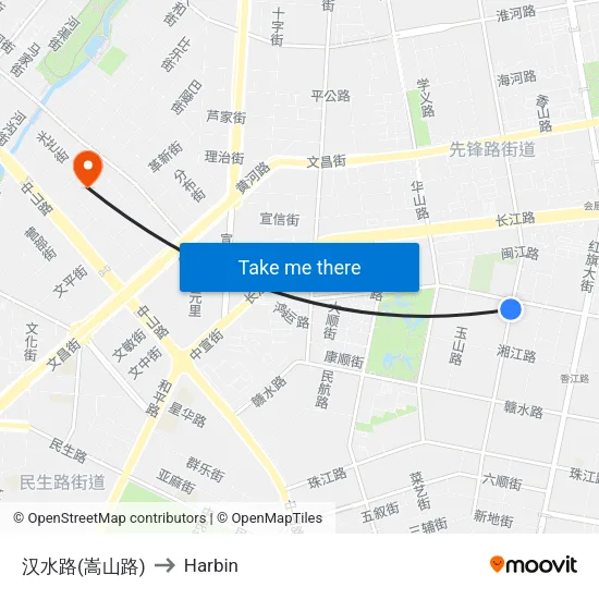 汉水路(嵩山路) to Harbin map
