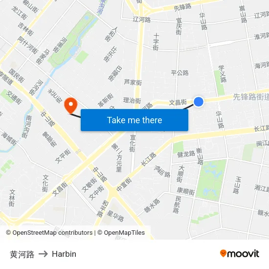 Huanghe Road to Harbin map