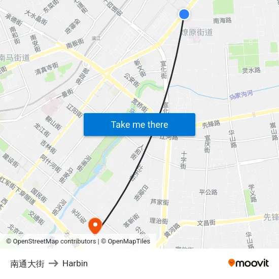 南通大街 to Harbin map