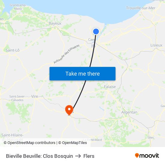 Bieville Beuville: Clos Bosquin to Flers map