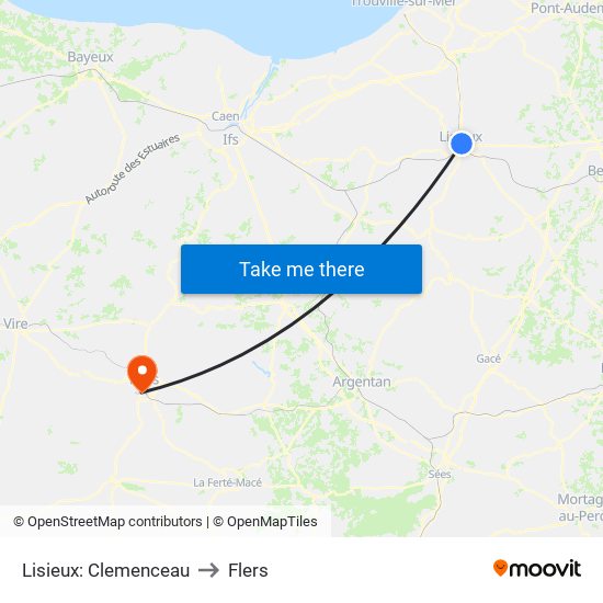 Lisieux: Clemenceau to Flers map
