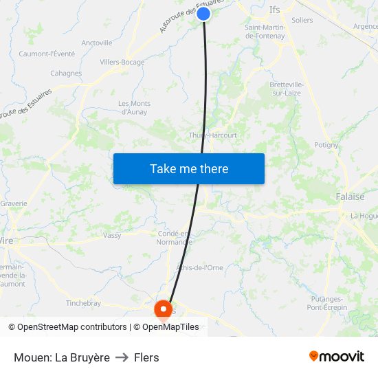Mouen: La Bruyère to Flers map