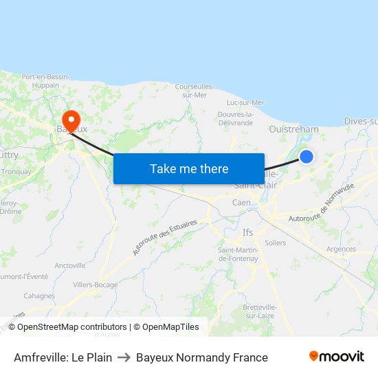 Amfreville: Le Plain to Bayeux Normandy France map