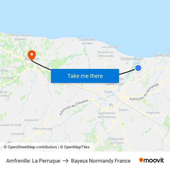 Amfreville: La Perruque to Bayeux Normandy France map