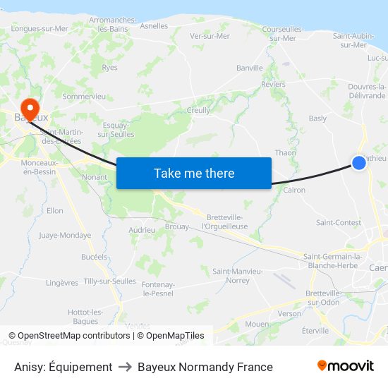 Anisy: Équipement to Bayeux Normandy France map