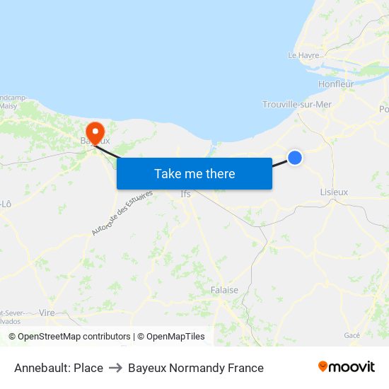 Annebault: Place to Bayeux Normandy France map