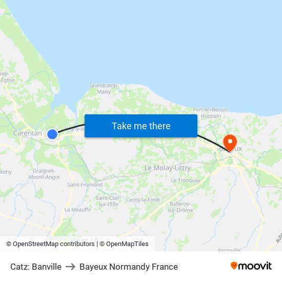 Catz: Banville to Bayeux Normandy France map