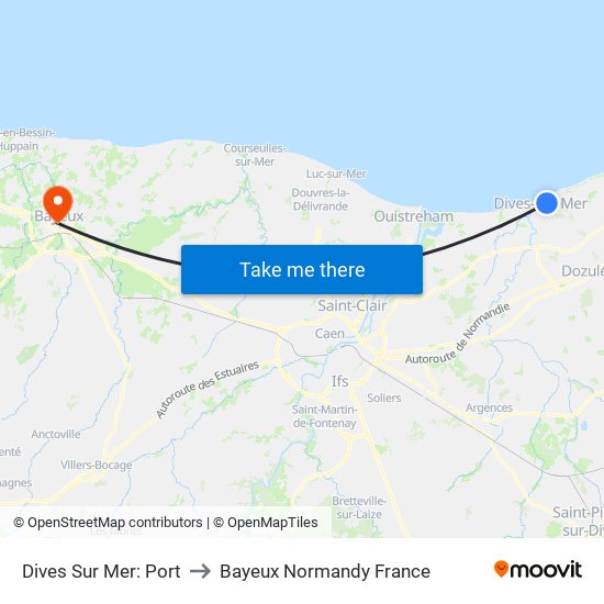 Dives Sur Mer: Port to Bayeux Normandy France map