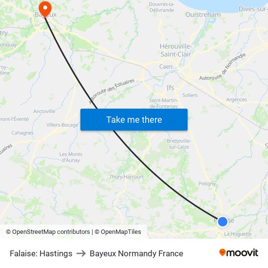 Falaise: Hastings to Bayeux Normandy France map