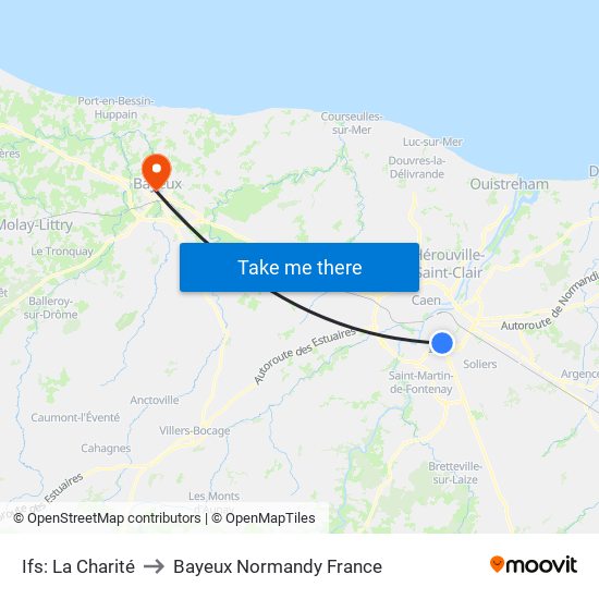 Ifs: La Charité to Bayeux Normandy France map