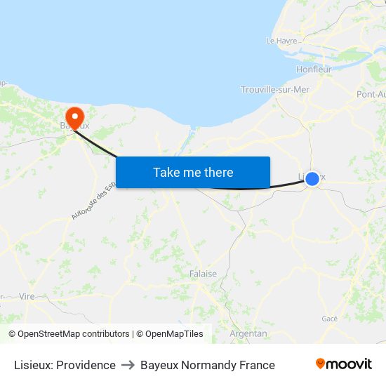 Lisieux: Providence to Bayeux Normandy France map