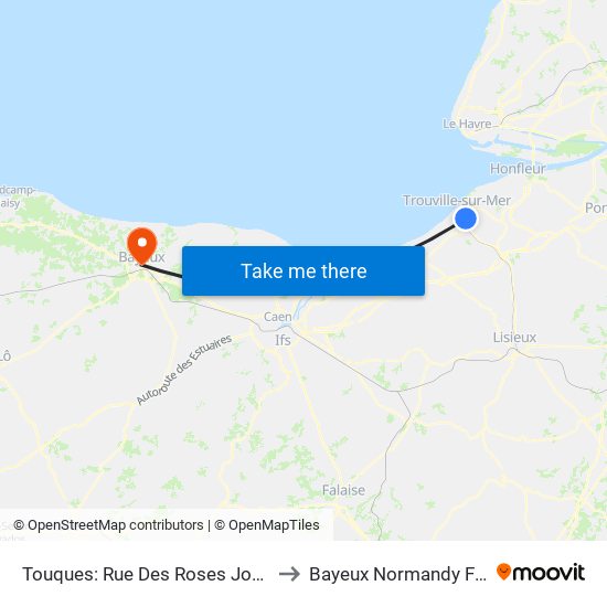 Touques: Rue Des Roses Jonquilles to Bayeux Normandy France map