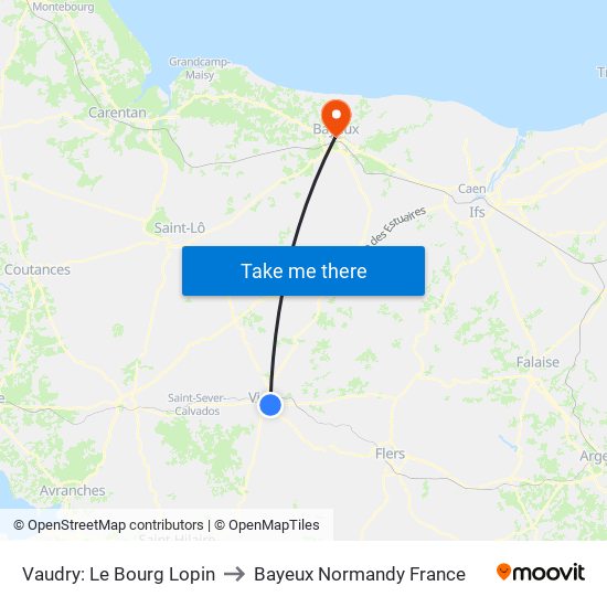 Vaudry: Le Bourg Lopin to Bayeux Normandy France map