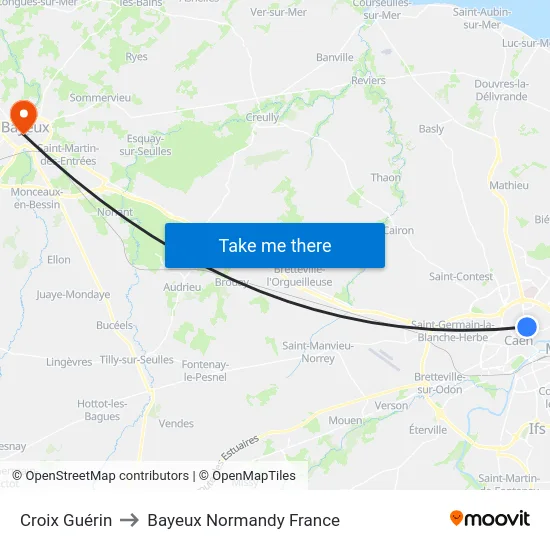 Croix Guérin to Bayeux Normandy France map