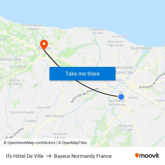 Ifs Hôtel De Ville to Bayeux Normandy France map