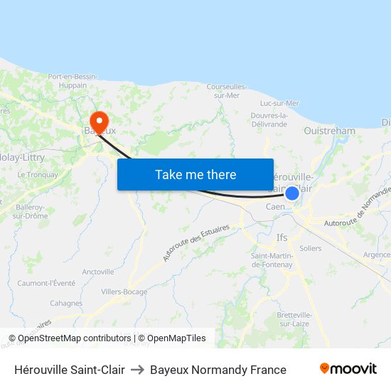 Hérouville Saint-Clair to Bayeux Normandy France map