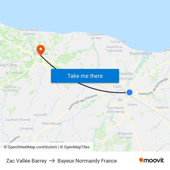 Zac Vallée Barrey to Bayeux Normandy France map