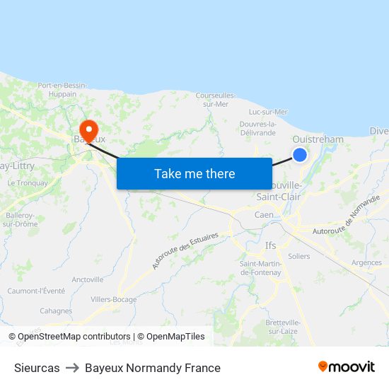 Sieurcas to Bayeux Normandy France map