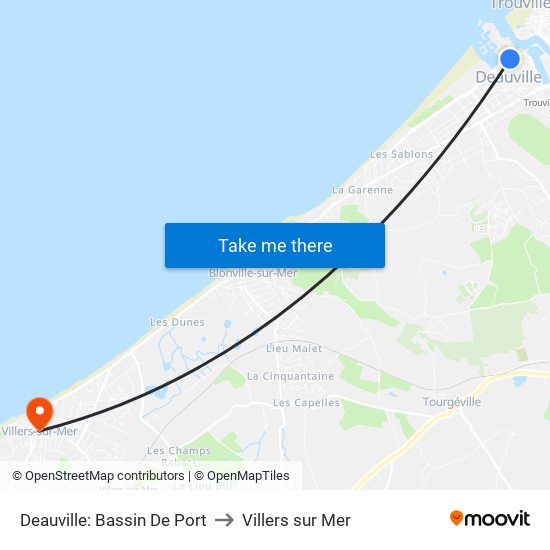 Deauville: Bassin De Port to Villers sur Mer map
