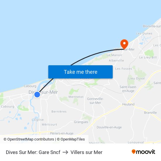 Dives Sur Mer: Gare Sncf to Villers sur Mer map
