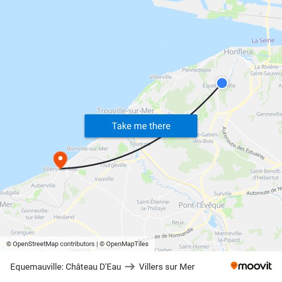 Equemauville: Château D'Eau to Villers sur Mer map