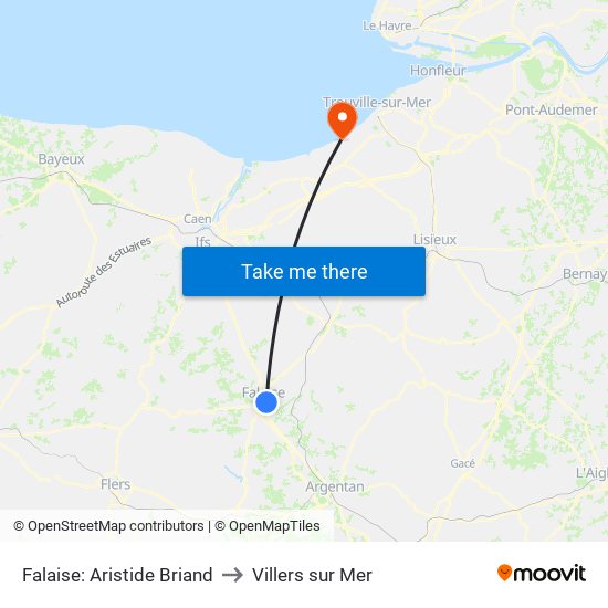 Falaise: Aristide Briand to Villers sur Mer map