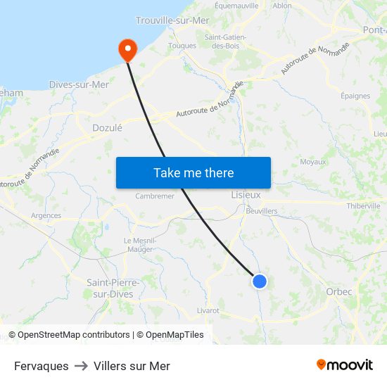Fervaques to Villers sur Mer map