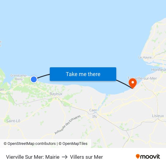 Vierville Sur Mer: Mairie to Villers sur Mer map