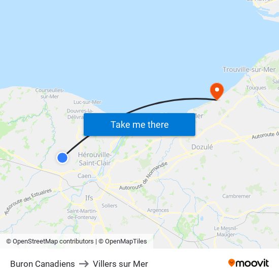 Buron Canadiens to Villers sur Mer map