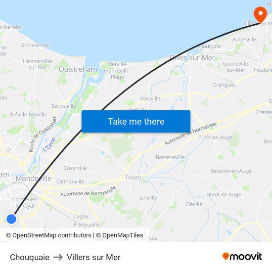 Chouquaie to Villers sur Mer map
