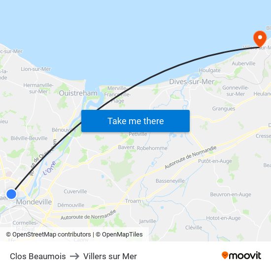 Clos Beaumois to Villers sur Mer map