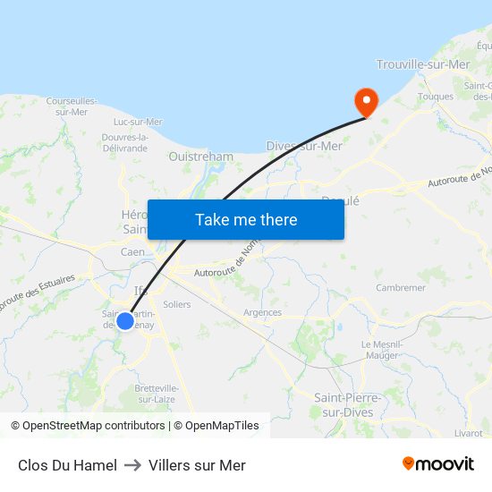 Clos Du Hamel to Villers sur Mer map