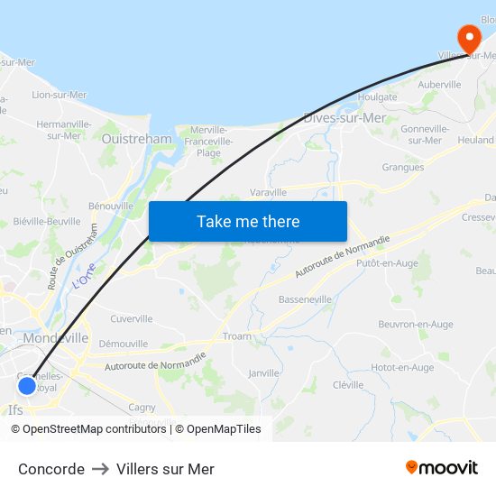 Concorde to Villers sur Mer map