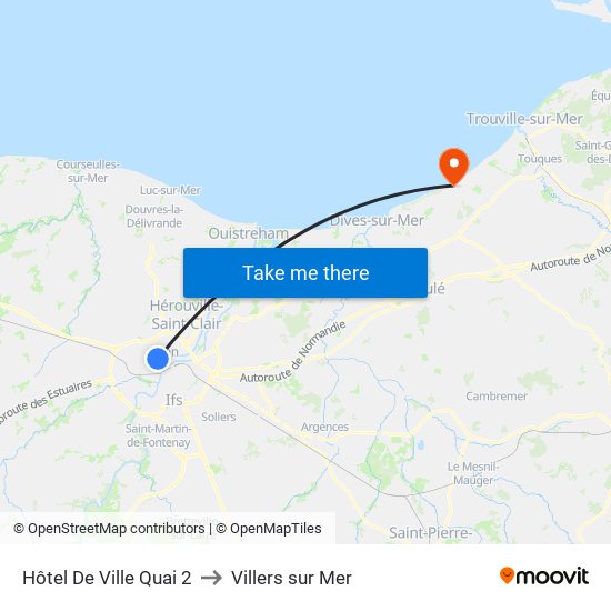 Hôtel De Ville Quai 2 to Villers sur Mer map