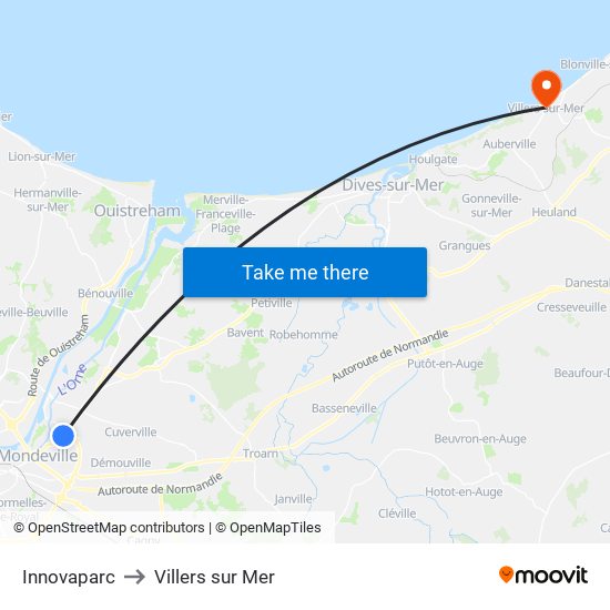 Innovaparc to Villers sur Mer map