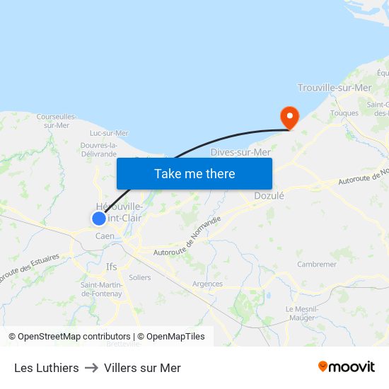 Les Luthiers to Villers sur Mer map