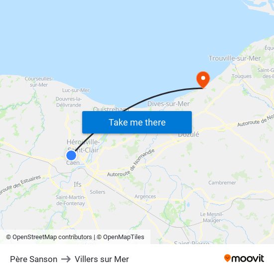 Père Sanson to Villers sur Mer map