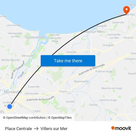 Place Centrale to Villers sur Mer map