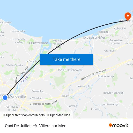 Quai De Juillet to Villers sur Mer map