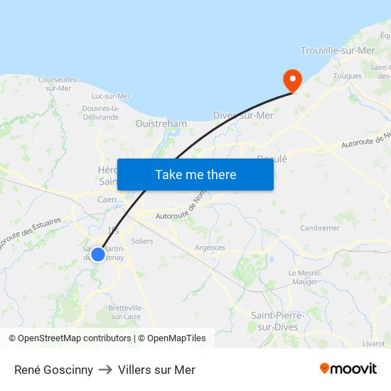 René Goscinny to Villers sur Mer map