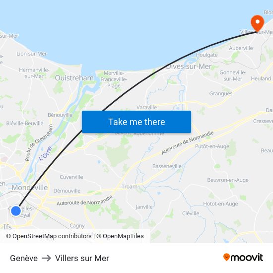 Genève to Villers sur Mer map