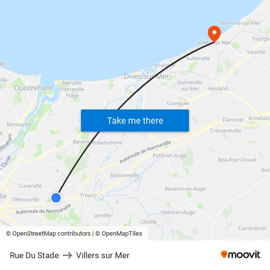 Rue Du Stade to Villers sur Mer map