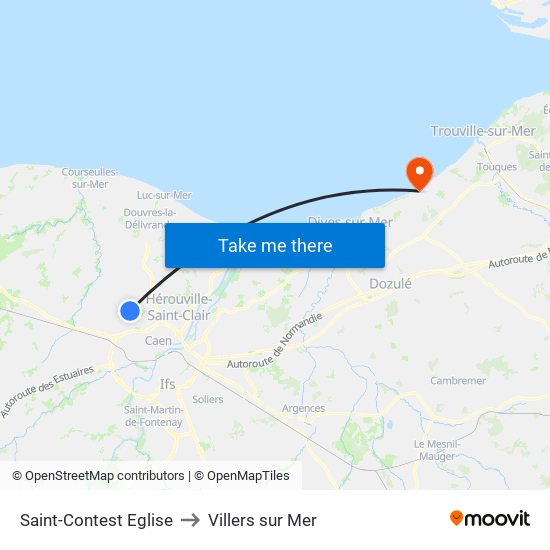 Saint-Contest Eglise to Villers sur Mer map
